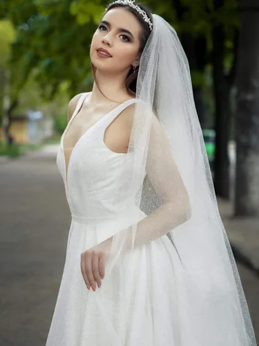 Vista 3 de BAROGIRL - Peine para velo de novia con diseño de velo de catedral de novia de 1 nivel, diseño de diamantes de imitación de boda para novias, 118 in