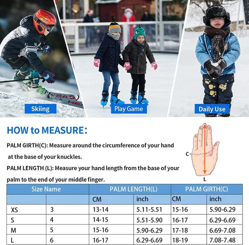 Vista 2 de Unigear Guantes de esquí para niños, impermeables, para invierno, clima frío, snowboard y snowboard, se adaptan tanto a niños como a niñas