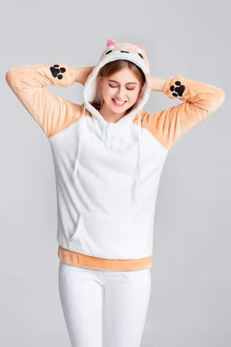 Vista 6 de Coriresha - Sudadera con capucha para niños estilo perro con orejas de perro en 3D y cola de perro manga larga