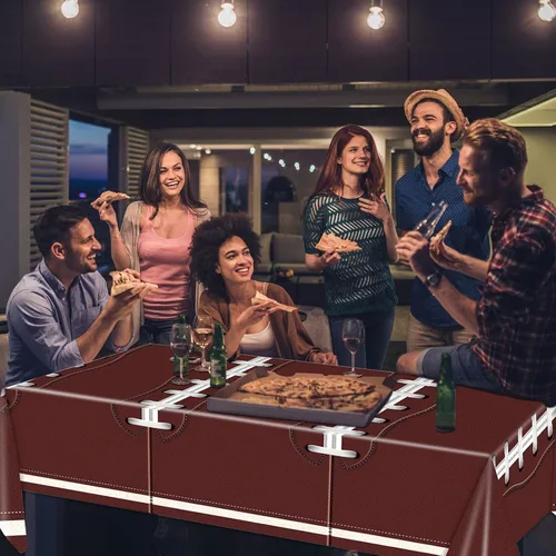 Vista 7 de Mantel de fútbol de plástico, manteles desechables para mesa rectangular, para el día del partido, decoración de fiesta de cumpleaños, suministros