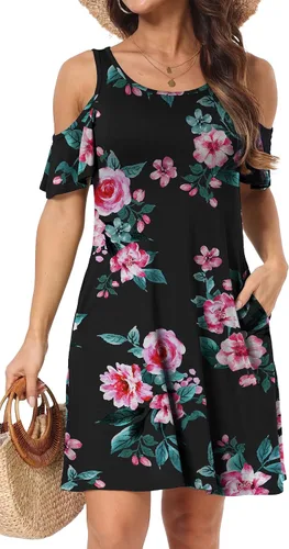 Vista 9 de Vestido de manga corta para mujer con hombros descubiertos y bolsillos 02-Army