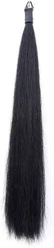 Vista 7 de Extensiones de cola de caballo con bucle trenzado de crin, parte inferior de corte romo, 34-36 pulgadas de largo y peso de 1/2 libra (gris oscuro)