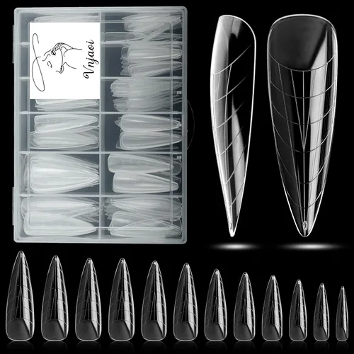 Vista 10 de 120 piezas de gel de extensión de polietileno con formas de uñas dobles con constructor de escamas para uñas de gel de manicura, diseño artístico