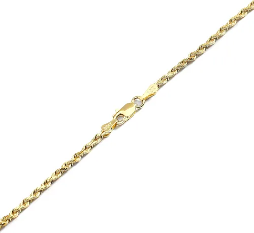 Vista 2 de Floreo 10k Fine Gold 2mm Thin Solid Diamond Cut Rope Chain Bracelet and Anklet