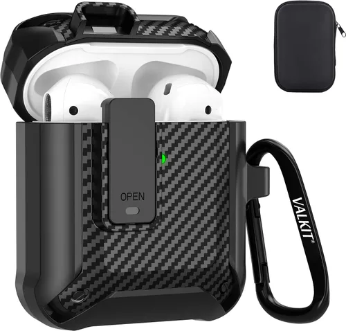 Vista 19 de Valkit Funda para Airpods Pro 2 con cerradura, funda militar de cuerpo completo para AirPod Pro rígida con llavero, funda para Airpods Pro de 2ª/1ª