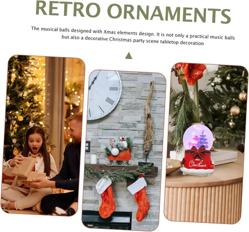 Vista 6 de 1 pieza Kristallkugel Geschenk Dekor Weihnachtsschmuck Leuchtende Musikkugel Spieluhr Schmücken Weihnachten Schneekugeln Cartoon-Design