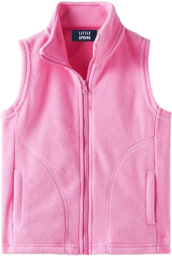 Vista 12 de LittleSpring Boys Girls Fleece Vest Sleeveless Jacket Full-Zip Fall Winter Warm Outerwear Negro