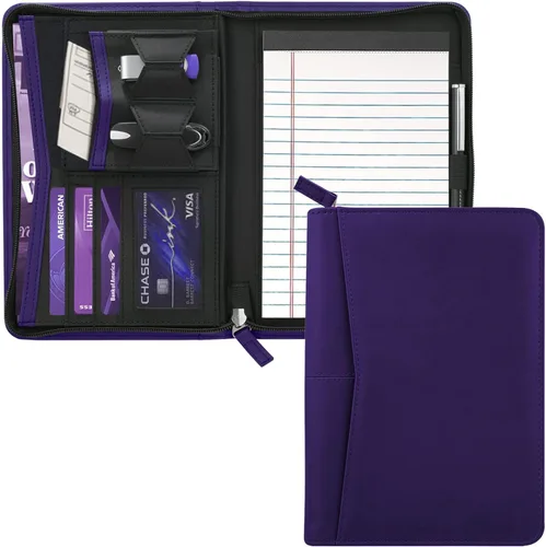Vista 9 de Organizador de Portafolio Pequeño, Portafolio de Negocios A5 con Cremallera, Carpeta Padfolio Junior para Mujeres y Hombres, Bloc de Escritura de 5