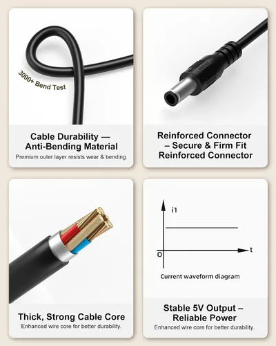 Vista 5 de VHBW Adaptador de 5 V CA/CC para Victrola Journey Reproductor de discos portátil de maleta VSC-550BT - Compatible con FJ-SW0501500DU - Pieza