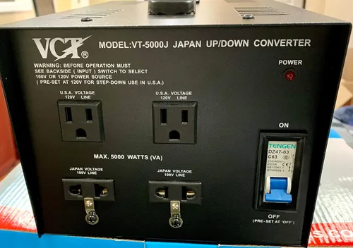 Vista 2 de VCT Transformador convertidor de voltaje japonés VT-5000J convierte potencia de Japón 100 voltios a EE. UU. 110/120 voltios o EE. UU. 110 V 120 V a