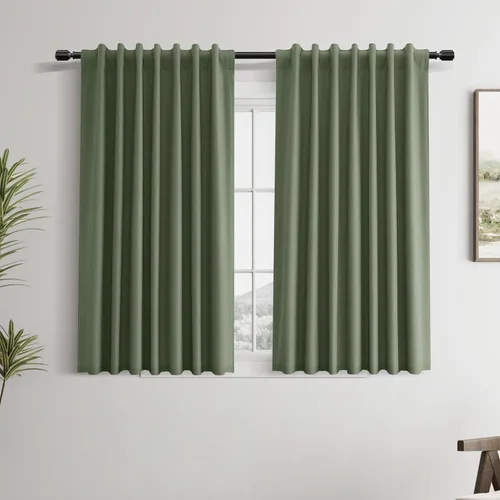 Vista 57 de Cortinas opacas de lino, 2 paneles rústicos, elegantes, 100% opacas, con aislamiento térmico, banda de ganchos y trabilla trasera, 52 x 84 pulgadas