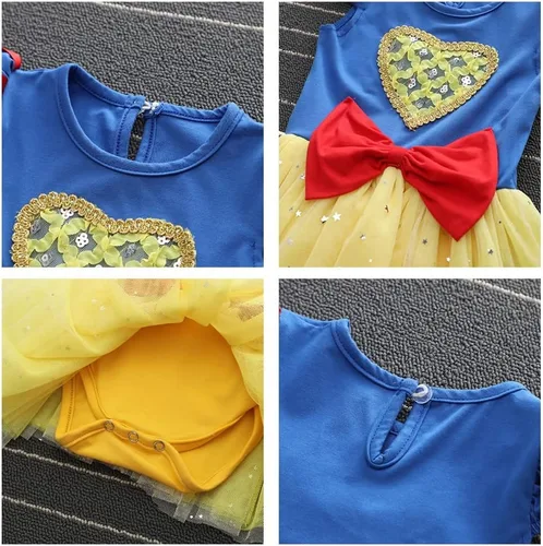 Vista 76 de Disfraz de princesa de Belle Sofía Blancanieves para niñas pequeñas, disfraz de princesa, Navidad, Halloween, mameluco con diadema