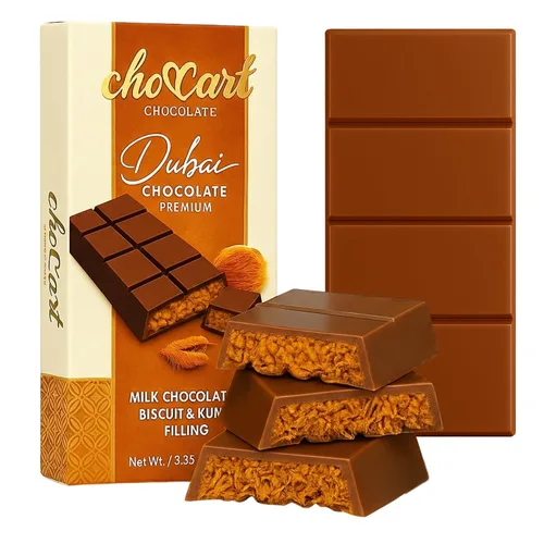 Vista 20 de Barra de chocolate ChoCart Dubai con algodón de azúcar y pistacho 95g de chocolate con leche belga prémium Delicia viral del Medio Oriente