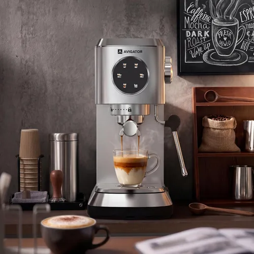 Vista 8 de Máquina de café expreso de 20 bares, cafetera compacta con espumador de leche, cafetera espresso con tanque de agua extraíble de 50 onzas