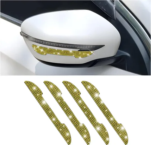 Vista 9 de 4 protectores de arañazos con diamantes de imitación para manija de puerta de auto, universales, para espejo retrovisor lateral, protector de borde