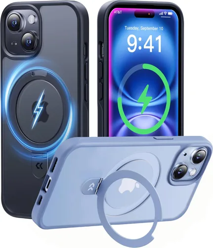 Vista 37 de CASEKOO - Funda diseñada para iPhone 14 Pro con soporte magnético invisible [protección contra caídas de grado militar] [compatible con MagSafe]