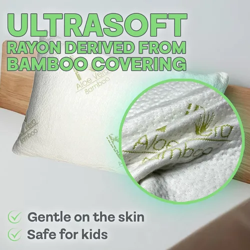 Vista 4 de Sacred Thread Almohada de espuma viscoelástica, firmeza ajustable, suave, con infusión de aloe, almohadas refrescantes para dormir, espalda
