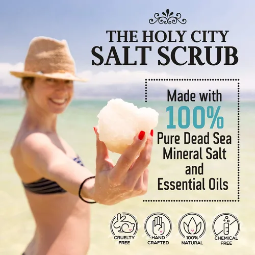 Vista 2 de Exfoliante corporal – Exfoliante de sal del Mar Muerto pura para manos y cuerpo, 16 onzas líquidas hidratante cuidado de la piel para acné corporal