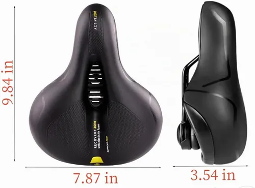 Vista 2 de Asiento de bicicleta cómodo de gran tamaño, amortiguador de golpes y transpirable, resistente al agua, reemplazo de sillín de bicicleta