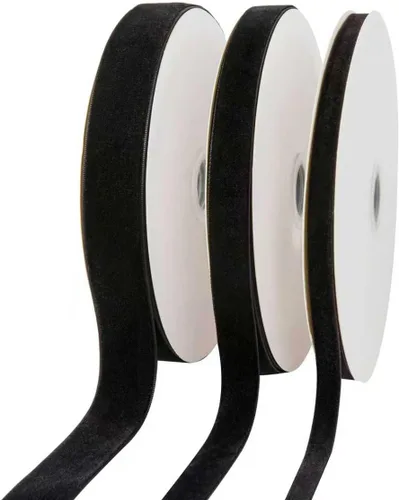 Vista 4 de Bobina de cinta de terciopelo negro de 20 yardas, 1 pulgada