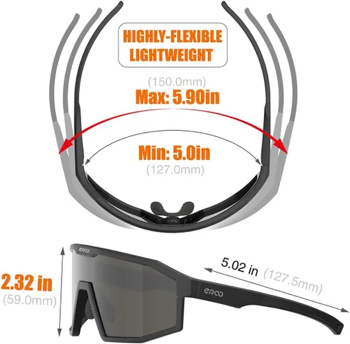 Vista 5 de Eazyrun Gafas de sol polarizadas deportivas para niños de 8 a 12 años, lentes para béisbol, softbol, ciclismo, protección UV para niños y niñas