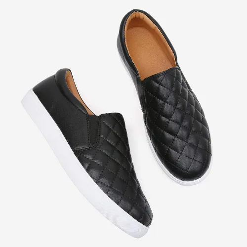 Vista 5 de VOCNTVY Mocasines cómodos y casuales de cuero acolchado para mujer