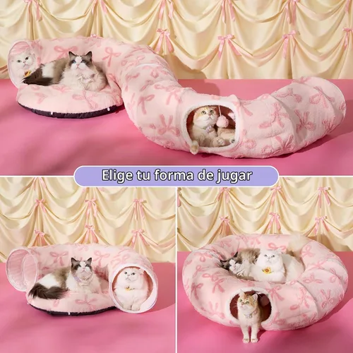 Vista 2 de Lesure Donut - Linda cama de túnel para gatos jacquard, grande, juguetes Arco Rosa Taffy