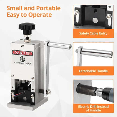 Vista 6 de Towallmark Máquina pelacables para alambre de diámetro de 0.05-0 ~ 1 pulgada (1.5 ~ 0.984 in), velocidad de pelado de 50 pies/min, máquina peladora