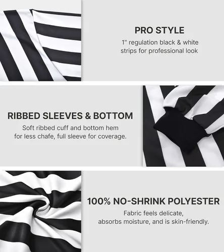 Vista 5 de ChinFun Men's Referee Shirt Collared Official Mens Ref Shirt Jersey Short Sleeve Football Halloween Costume