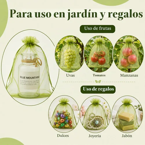 Vista 5 de YunKo 50 bolsas de protección de frutas de 6.5 x 9 pulgadas, bolsa de Verde oliva