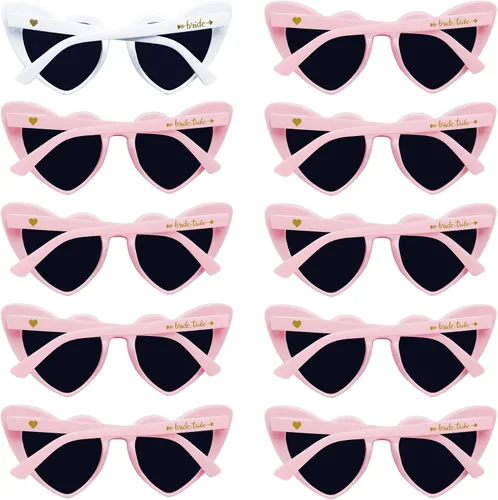 Vista 11 de LADY&HOME 10 pares de lentes de sol en forma de corazón, gafas de sol de despedida de soltera con forma de corazón, suministros para regalos de Azul