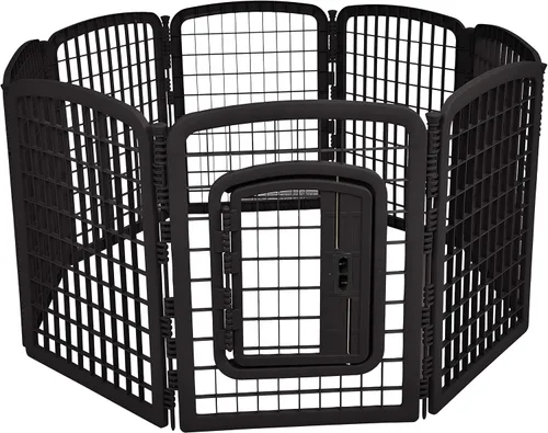 Vista 9 de Amazon Basics Corral Octogonal de Plástico para Mascotas de 8 Paneles con Puerta, 59 x 58 x 28 Pulgadas, Negro