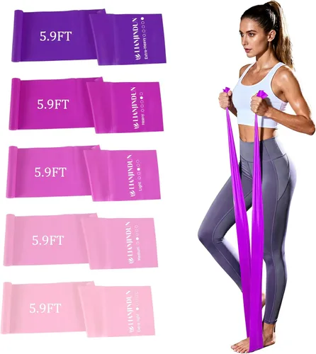 Vista 8 de 5-Piece Resistance Bands Set, 5.9 ft, Latex-Free for Exercise and Therapy Elastic Bands for Stretching, Physical Therapy, Yoga, Pilates and Home