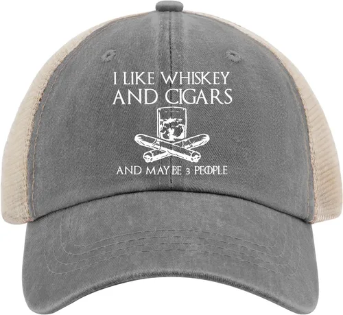 Vista 4 de Philysonic Funny Hat I Like Whisky and Cigars and Maybe 3 People Sombreros para Hombres Gorras de Béisbol Gorras Ajustables