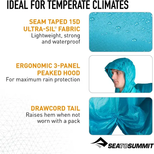Vista 6 de Sea to Summit Ultra-SIL Nano Canvas Poncho 4 en 1 impermeable, cubierta del paquete, hoja de tierra y refugio