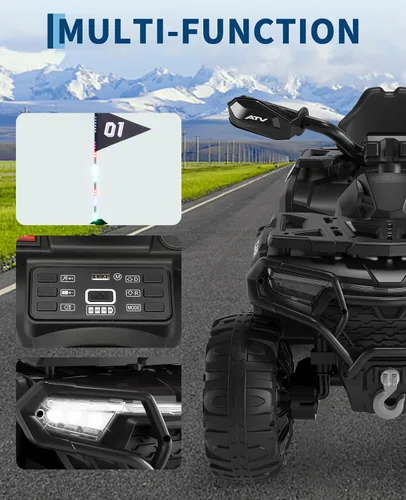 Vista 2 de 12V Kids ATV Ride on Toy with Remote ControlElectric 4 Wheeler for Kids 3-8 Black
