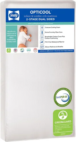 Vista 3 de Sealy OptiCool - Colchón prémium para cuna de bebé y cama infantil, colchón hipoalergénico y transpirable, colchón de espuma viscoelástica