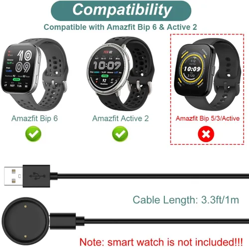 Vista 2 de Cargador para reloj inteligente Amazfit Bip 6 / Active 2 (3.3 pies/3.3 ft)