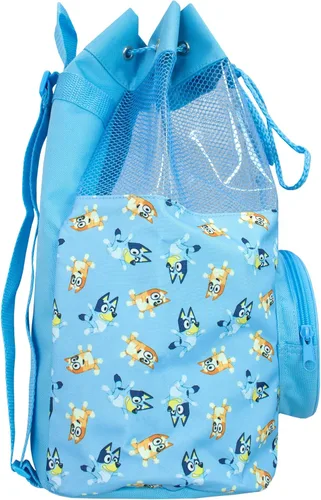 Vista 3 de Bluey Bolsa de natación para niños, mochila con cordón de natación para niños o niñas, color azul, Azul, Mochilas Tradicionales
