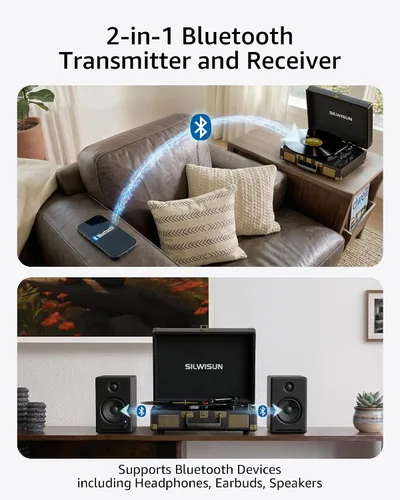Vista 2 de Tocadiscos Bluetooth de entrada/salida con tocadiscos de altavoces