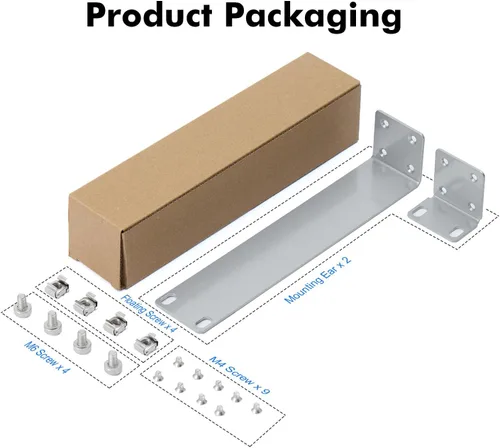 Vista 4 de MokerLink Kit de montaje en rack de 1U compatible con interruptores Ubiquiti, orejas de montaje en rack para interruptor EdgeSwitch ES-8-150W de 8
