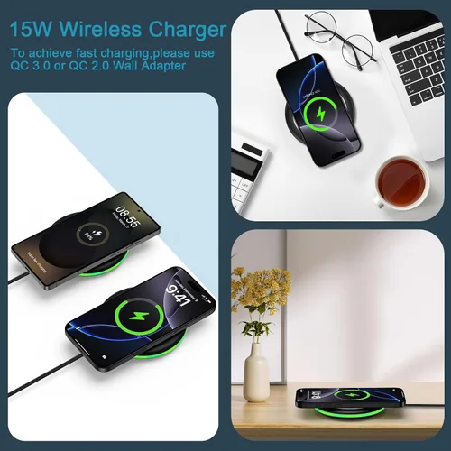Vista 3 de Cargador inalámbrico Samsung de 15 W, almohadilla de carga rápida para Samsung Galaxy S26 S25 Edge S24 Ultra S23 S22 S21 S20 Z Flip 7 FE 6 5 4 3 Z