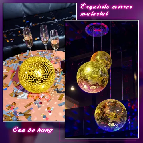 Vista 4 de WILLBOND Paquete de 12 Bolas de Discoteca con Espejos con Anillo Colgante para Decoraciones Divertidas de Fiesta Disco Retro, Efectos de Iluminación
