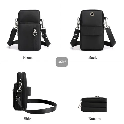 Vista 3 de WITERY Bolso cruzado de nailon impermeable para teléfono celular, monedero para teléfono inteligente para mujer