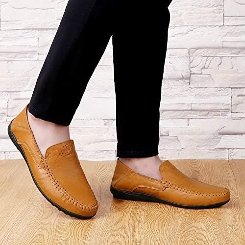 Vista 3 de Mocasines de cuero genuino para hombre, zapatos casuales planos transpirables hechos a mano, zapatos de conducción, zapatos de negocios de moda