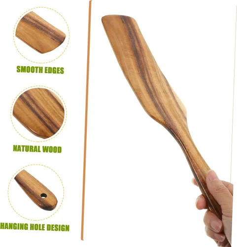 Vista 4 de Elegante espátula de mango largo de madera 13.4 in de gran tamaño antiadherente herramienta de cocina accesorio de cocina