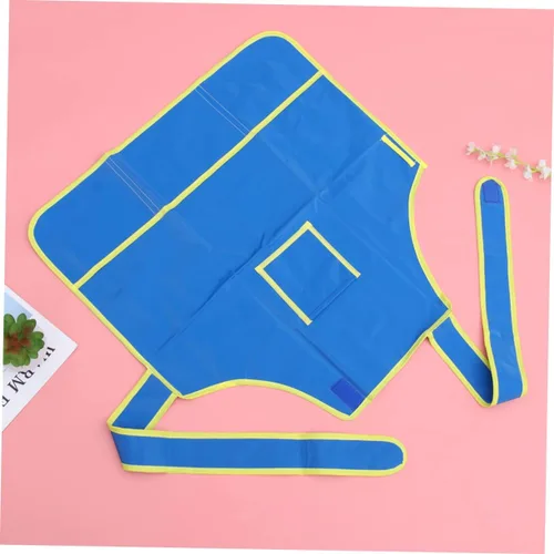 Vista 7 de OUNONA Delantal de arte para pintar y dibujar de bricolaje azul para edades