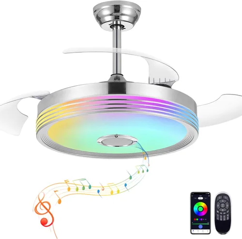 Vista 11 de FIDGRA Ventilador de Techo Fandelier de 42 Pulgadas con Luz, Ventilador de Techo Retráctil con Luces para Dormitorio, Sala de Estar, Comedor