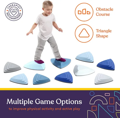 Vista 5 de Special Supplies Stepping Stones for Kids Indoor and Outdoor Balance Blocks Promote Coordination, Balance Strength Child Safe Rubber, Non-Slip Edging