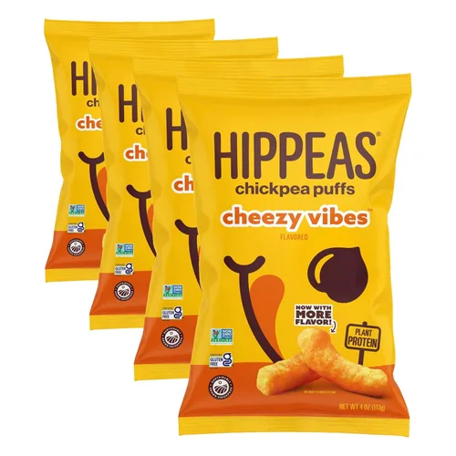 Vista 16 de Hippeas - Bocadillos de garbanzos inflados, cheddar blanco vegano, 4 onzas (paquete de 1), 4g de proteína, 3g de fibra, vegano, sin gluten